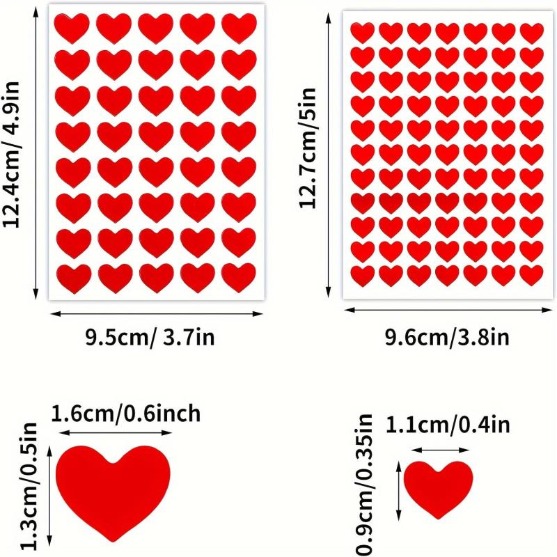Red Heart Stickers Self Adhesive Heart Shaped Stickers, 1170pcs