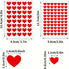 Red Heart Stickers Self Adhesive Heart Shaped Stickers, 1170pcs