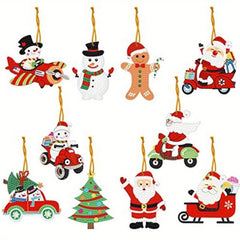 10pcs Diamond Painting Pendants DIY Cartoon Rhinestone Christmas Decoration
