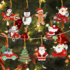 10pcs Diamond Painting Pendants DIY Cartoon Rhinestone Christmas Decoration