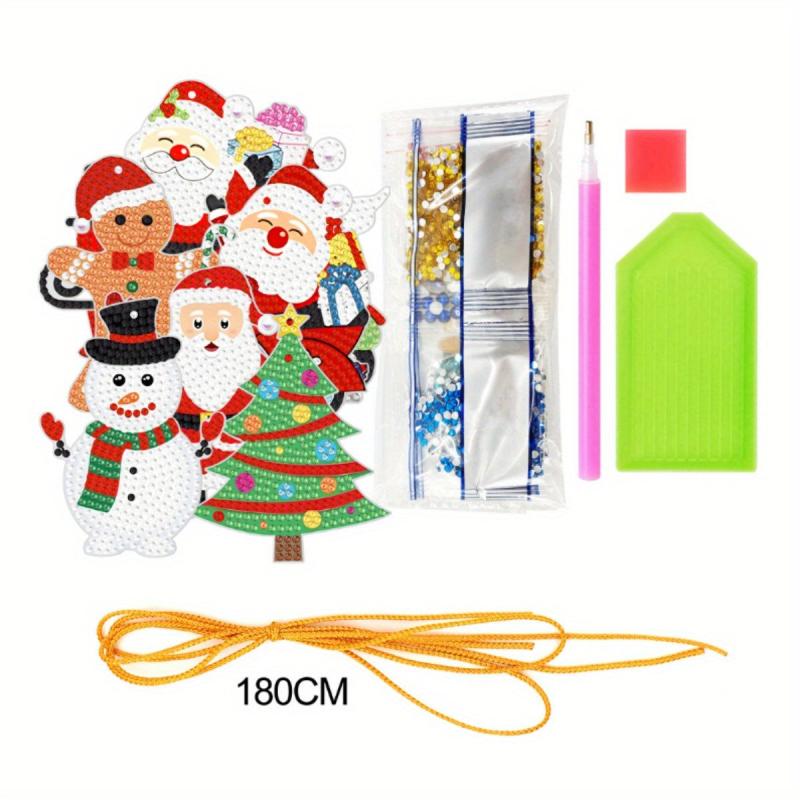 10pcs Diamond Painting Pendants DIY Cartoon Rhinestone Christmas Decoration