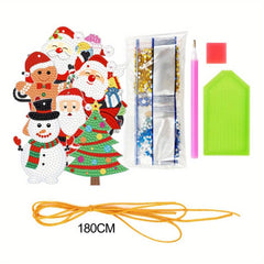 10pcs Diamond Painting Pendants DIY Cartoon Rhinestone Christmas Decoration
