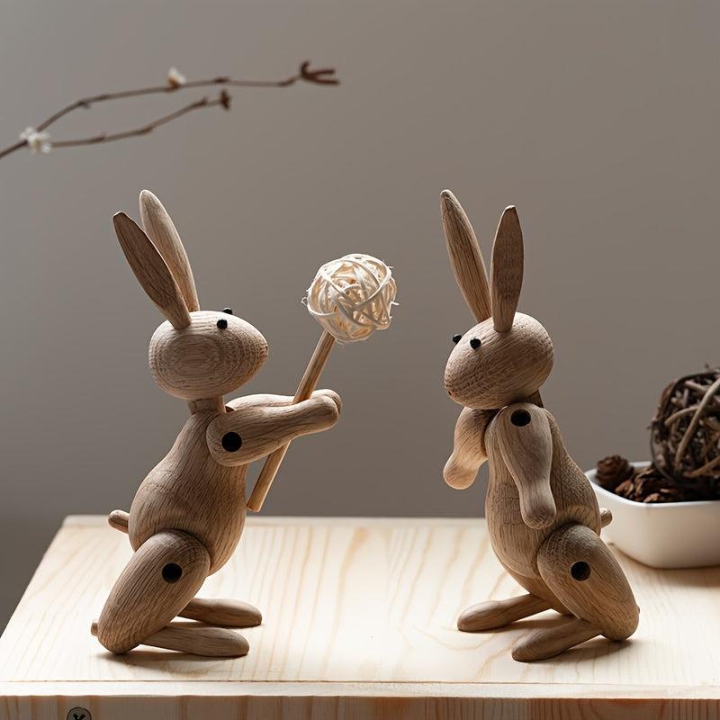 Wooden Rabbit Handicrafts Ornaments Wooden Puppet Zodiac Rabbit