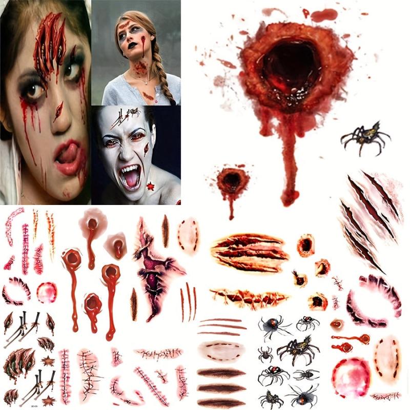 11pcs Halloween Wounds Scars Tattoos Stickers Party Decor