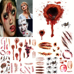 11pcs Halloween Wounds Scars Tattoos Stickers Party Decor