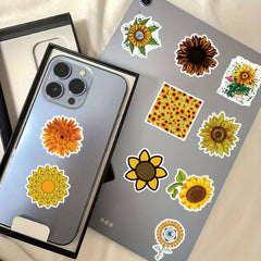 Sunflower Stickers 50pcs Flowers Stickers For Laptop Water Bottle