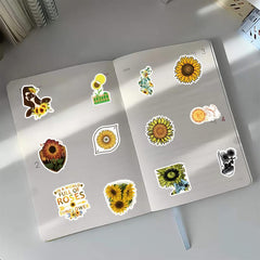 Sunflower Stickers 50pcs Flowers Stickers For Laptop Water Bottle