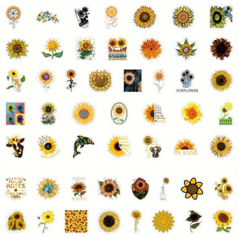 Sunflower Stickers 50pcs Flowers Stickers For Laptop Water Bottle