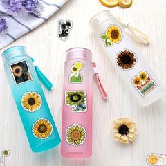 Sunflower Stickers 50pcs Flowers Stickers For Laptop Water Bottle