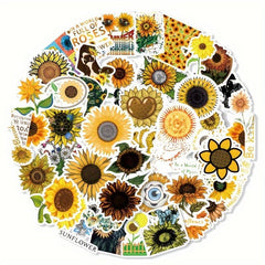 Sunflower Stickers 50pcs Flowers Stickers For Laptop Water Bottle