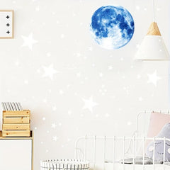 Glow In The Dark Stickers Moon Dots Stars Wall Ceiling Decal Murals
