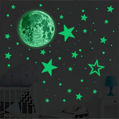 Glow In The Dark Stickers Moon Dots Stars Wall Ceiling Decal Murals