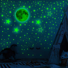 Glow In The Dark Stickers Moon Dots Stars Wall Ceiling Decal Murals