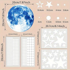 Glow In The Dark Stickers Moon Dots Stars Wall Ceiling Decal Murals