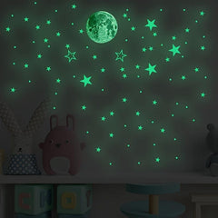 Glow In The Dark Stickers Moon Dots Stars Wall Ceiling Decal Murals