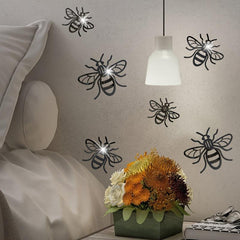 3pcs Golden Bee Acrylic 1mm Thickness Mirror Wall Decoration Wall Stickers