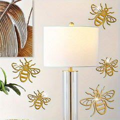 3pcs Golden Bee Acrylic 1mm Thickness Mirror Wall Decoration Wall Stickers