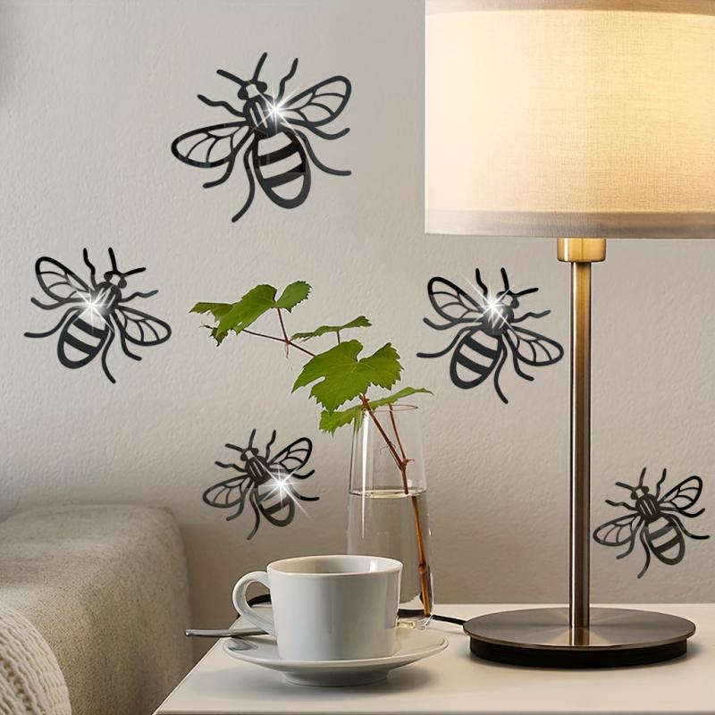 3pcs Golden Bee Acrylic 1mm Thickness Mirror Wall Decoration Wall Stickers