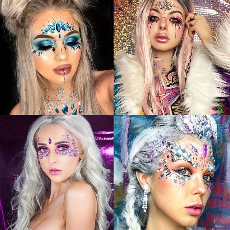 Glitter Crystal Gem Face Stickers Rhinestone Body Stickers For Parties