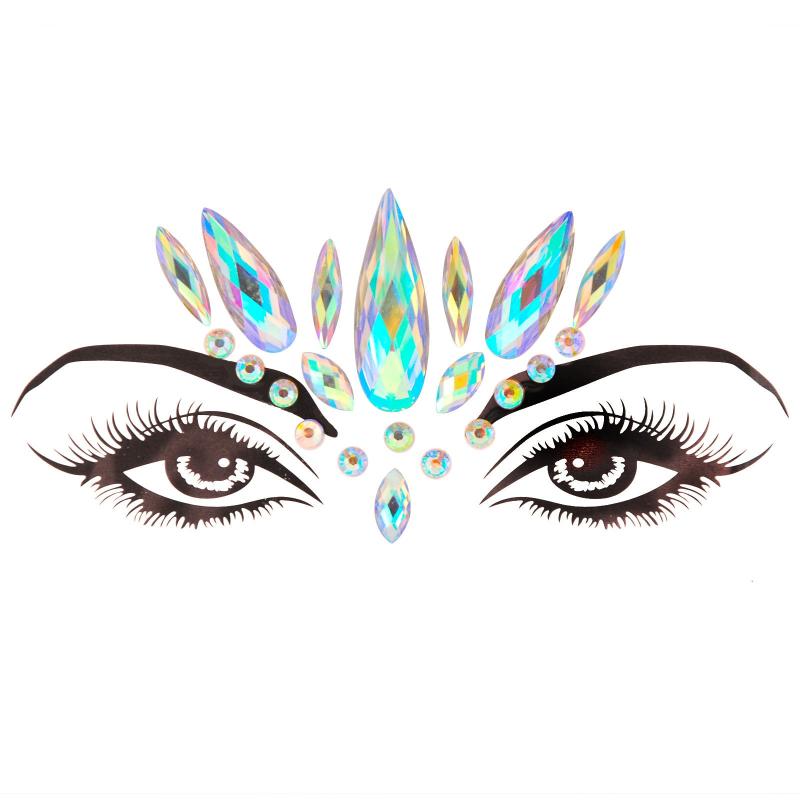 Glitter Crystal Gem Face Stickers Rhinestone Body Stickers For Parties