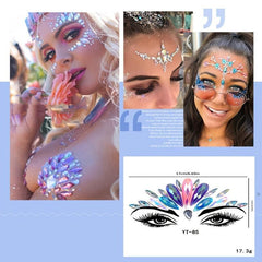 Glitter Crystal Gem Face Stickers Rhinestone Body Stickers For Parties