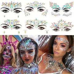 Glitter Crystal Gem Face Stickers Rhinestone Body Stickers For Parties
