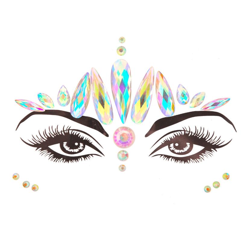 Glitter Crystal Gem Face Stickers Rhinestone Body Stickers For Parties