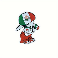 1pc Mexican Boy Holds Mexican Flag Sticker Car Motorcycle Decal