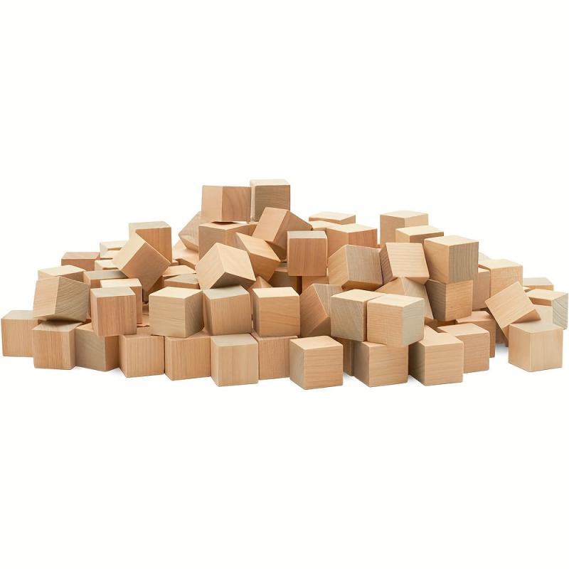 100pcs Wooden Blocks 3 4 Inch Small Wood Cubes for Crafts DIY Home Decor