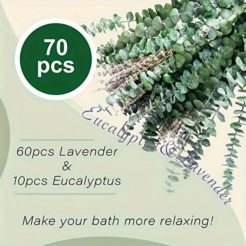 70pc Fresh Eucalyptus & Lavender Bouquet - Natural Real Leaves Decor