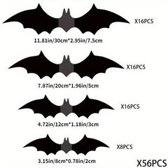 3D Bat Halloween Wall Decoration Terrifying Props 7 Sizes