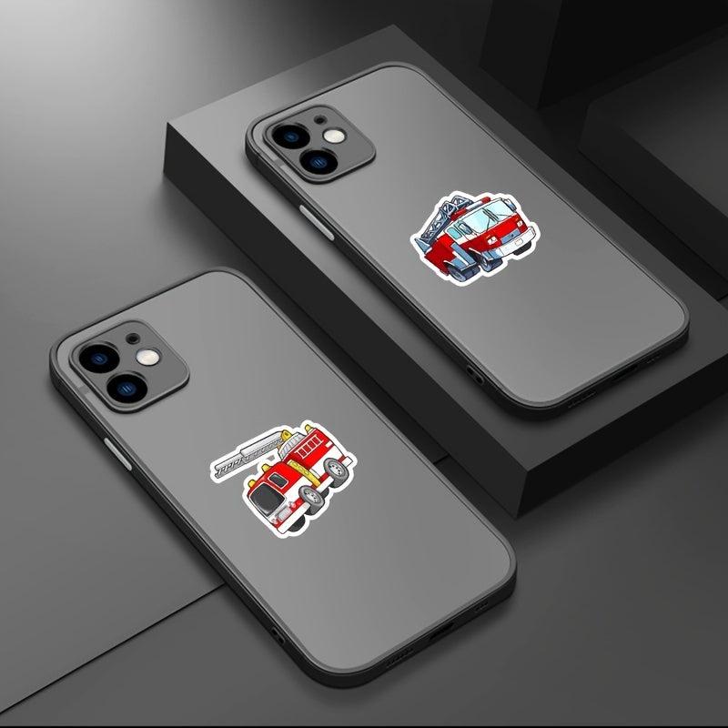 50pcs Cartoon Fire Truck Stickers for Water Bottle Computer Notebook Luggage