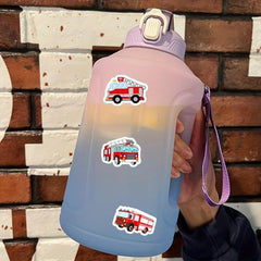 50pcs Cartoon Fire Truck Stickers for Water Bottle Computer Notebook Luggage
