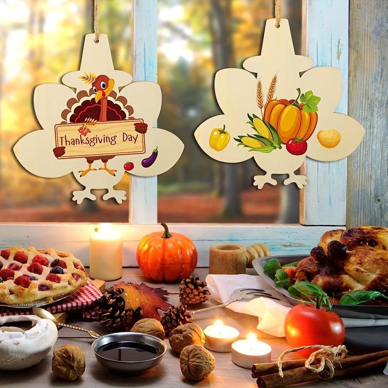 10pcs Thanksgiving Ornaments to Paint DIY Blank Turkey Wood Ornament