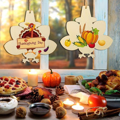 10pcs Thanksgiving Ornaments to Paint DIY Blank Turkey Wood Ornament
