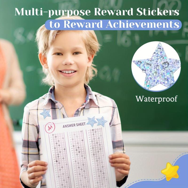 500pcs Holographic Star Stickers 2.54cm Self Adhesive Metallic Glitter Foil