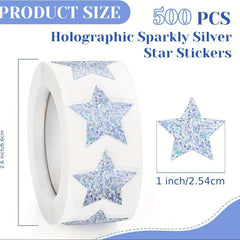500pcs Holographic Star Stickers 2.54cm Self Adhesive Metallic Glitter Foil