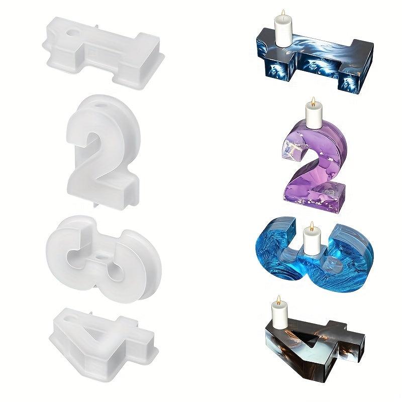 1pc Arabic Number Candlestick Silicone Mold DIY Drop Glue Resin Number 1234