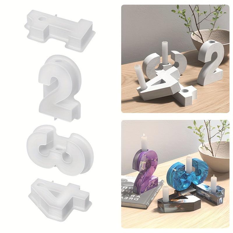 1pc Arabic Number Candlestick Silicone Mold DIY Drop Glue Resin Number 1234