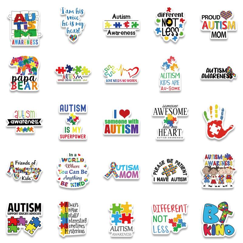 50pcs Cartoon Care Awareness Stickers for Teens and Adults