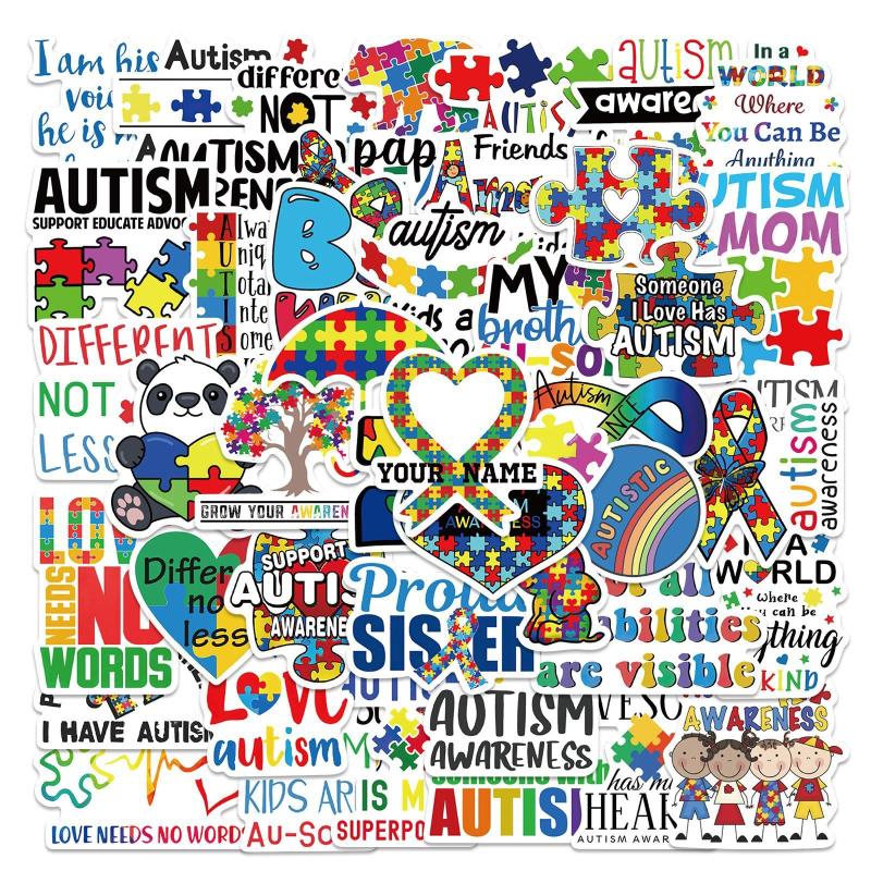 50pcs Cartoon Care Awareness Stickers for Teens and Adults