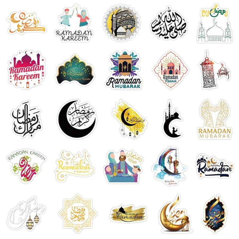 50pcs Ramadan Stickers Eid Party Decorations Supplies