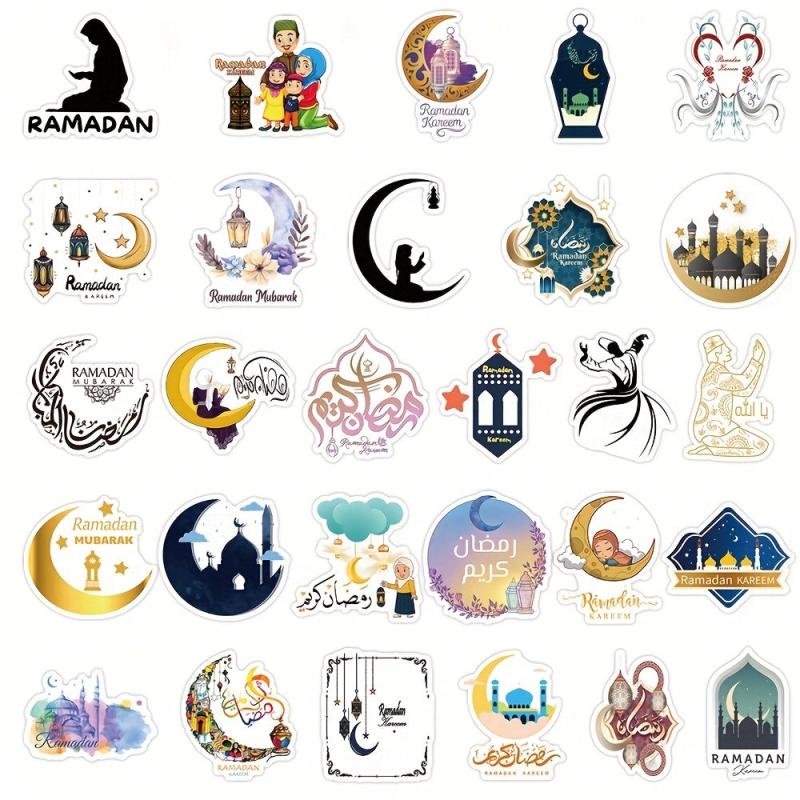 50pcs Ramadan Stickers Eid Party Decorations Supplies