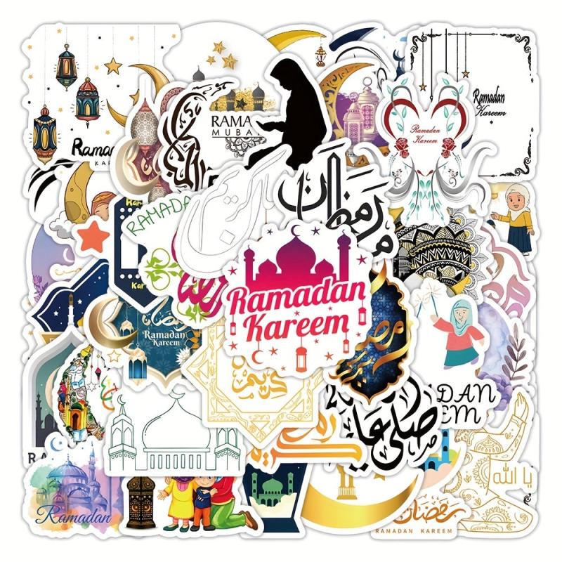 50pcs Ramadan Stickers Eid Party Decorations Supplies