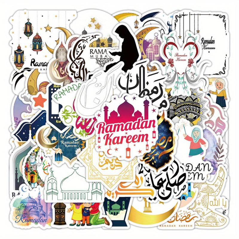 50pcs Ramadan Stickers Eid Party Decorations Supplies
