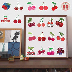 50pcs Cherry Stickers Waterproof Decals For Water Bottles Laptop