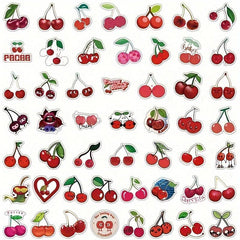 50pcs Cherry Stickers Waterproof Decals For Water Bottles Laptop