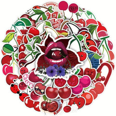 50pcs Cherry Stickers Waterproof Decals For Water Bottles Laptop
