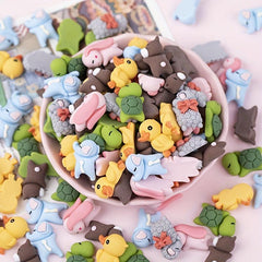 6pcs Resin Animal Tummy DIY Cream Glue Phone Case Patch Sticker