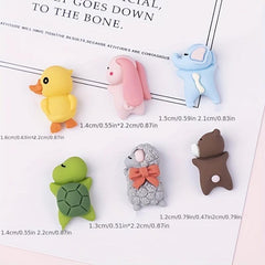 6pcs Resin Animal Tummy DIY Cream Glue Phone Case Patch Sticker